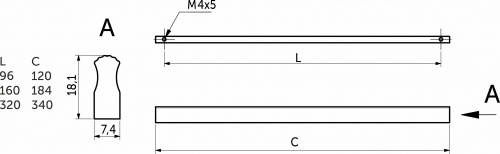 Ручка меб. скоба алюм. ENIGMA 160 брашированное золото, AKS_2