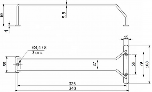 Держатель подвесной для бокалов однорядный 340*65*114, хром РФ_2