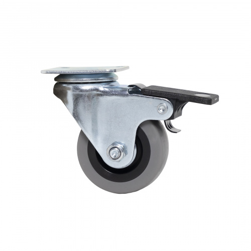 Колесо меб. c рез.ободом d50 h67 с площадкой с торм., серый AKS_3