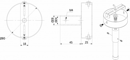Заглушки (крепления) к светодиодной веревке, d25, тип 2 (1 компл = 2шт.), черный, AKS_2