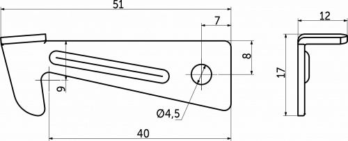 Замок фиксации столешницы AKS крючок_2