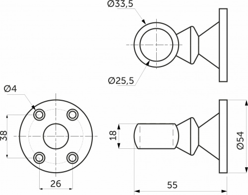Держатель дистанционный проходной трубы d25 (992), черный AKS_2