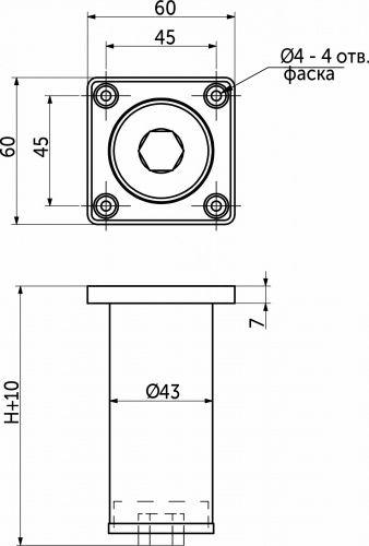 Опора меб. пласт. B-11 d40 h100 регул. металлик AKS_2