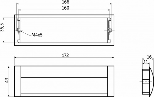 Ручка меб. врезная алюм. WPY 326 160 алюминий AKS_2