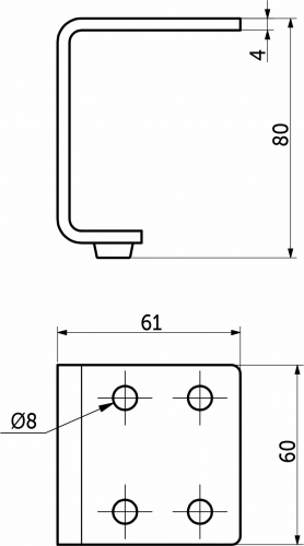Опора меб. мет. INSIDE h80 инокс AKS_2