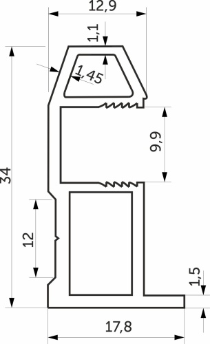 Профиль алюминиевый SENATOR черный глянец вертик. узкий домик АЛЮТЕХ (L-5300) (161-02 RAL9005 )_2