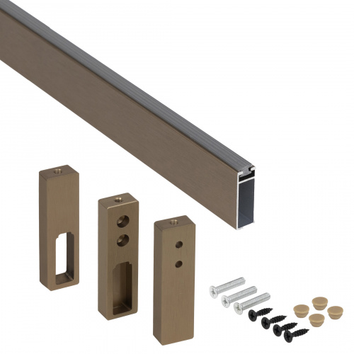 Штанга гардеробная прямоуг. FAME L-1000 с проходным и концевыми держателями, латунь браш AKS_3