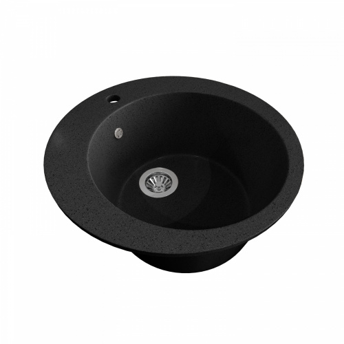 Мойка каменная, круглая одночашевая, GS-20, d495 мм, черный, врезная, Gamma Stone_1