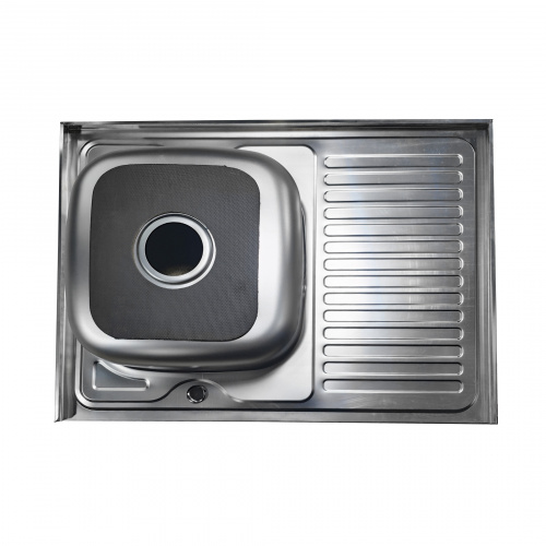 Мойка н/сталь, прямоугольная одночашевая, 580*480мм, полированный хром, врезн на столешницу, AKS (0,8мм)_4