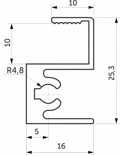 Профиль алюминиевый SENATOR серебро горизонт верхн. L-6000 мм АЛЮТЕХ для узкой сис-мы _2