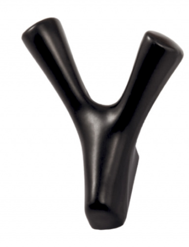 Крючок меб. двухрожковый мет. OMEGA черный матовый AKS_1