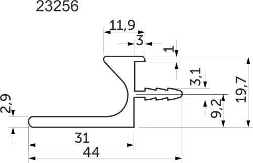 Ручка-профиль алюм. врезная L-образная, 3.5м, анодированный черный AKS_2