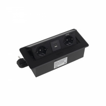 Выдвижной удлинитель Nova USB, 2 розетки, USB A + USB C, черный, AKS