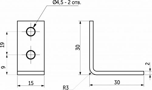 Уголок металлический FSC-04 30х30х15 (2,0), белый цинк (уп/4шт) AKS_2
