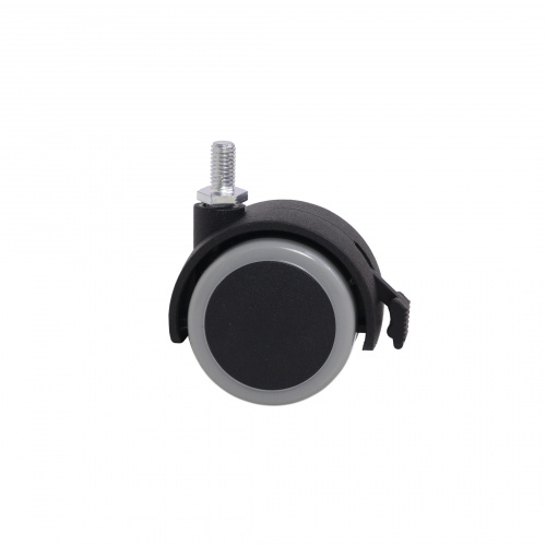 Колесо меб. пласт. FURNI d50 с винтом M8 с торм., черный/серый AKS_3