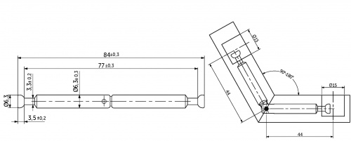 Шток эксцентрика шарнирный двухсторонний, регулировка угла 90-180 (уп/0,25 тыс.шт) AKS_2