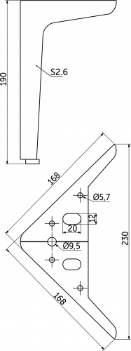 Опора меб. мет. WINDSOR H180 угловая брашированное золото AKS_2