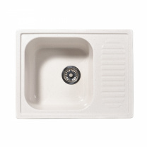 Мойка каменная, прямоугольная одночашевая, S-11, 640*490мм, белый крап, врезная, Sim Gran фотография
