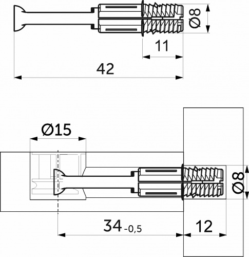 Шток эксцентрика распорный 8*34 (уп/1тыс.шт) AKS_2