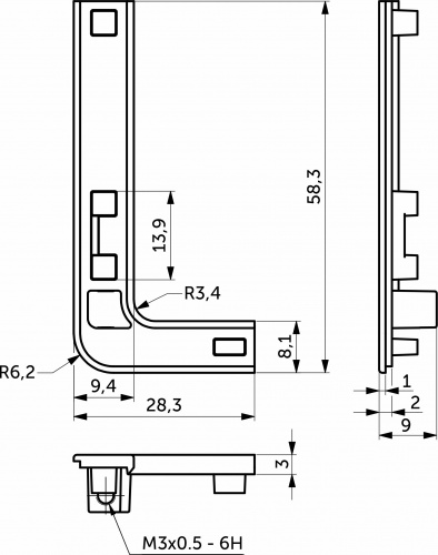 Комплект заглушек металлич. к профилю Gola, L-образных (левая+правая) черный AKS_2