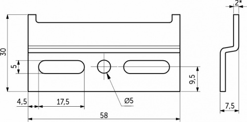 Шина для навесов L=58мм (2,0мм) тип 2 (уп/500шт), AKS_2