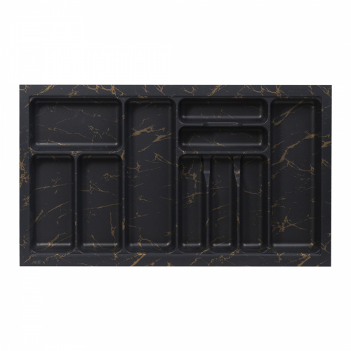 Лоток для столовых приборов 900 MARBLE 830*485, черно-золотой мрамор AKS_1