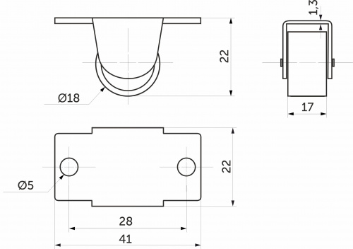 Ролик меб. d18 h22 прямоходящий, черный РП_2