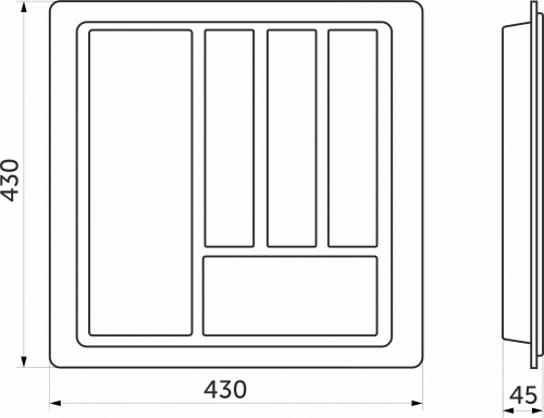 Лоток для столовых приборов 500 STANDARТ (430*430), металлик РП_2