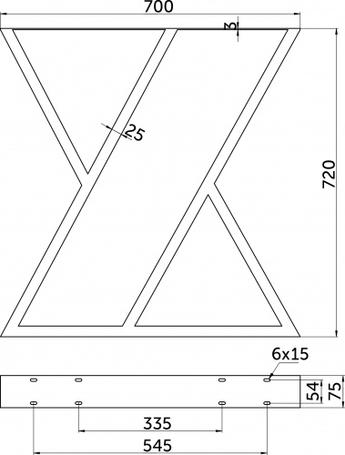 Подстолье STELLARO h720, черный (1 упак. = 2 шт.) AKS_2