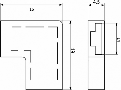 Соединитель электрический для светодиодных лент шириной 5mm, угловой, AKS_2