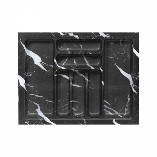Лоток для столовых приборов 700 MARBLE 635*485, черно-серый мрамор AKS_1