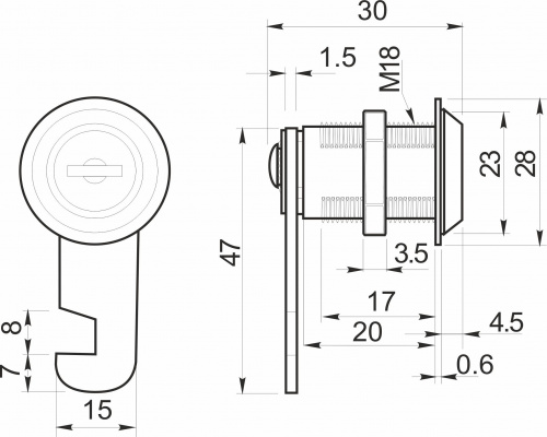 Замок для распашной двери механический 103-20 AKS_2