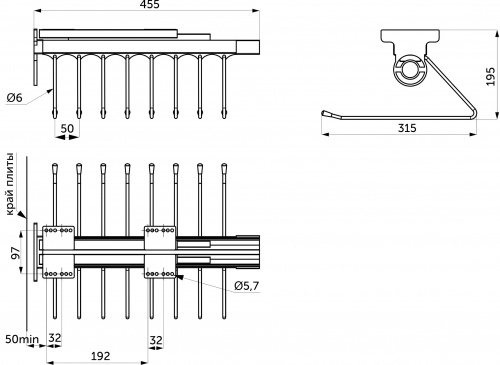 Выдвижная вешалка для брюк крепл.верх., черный AKS_2