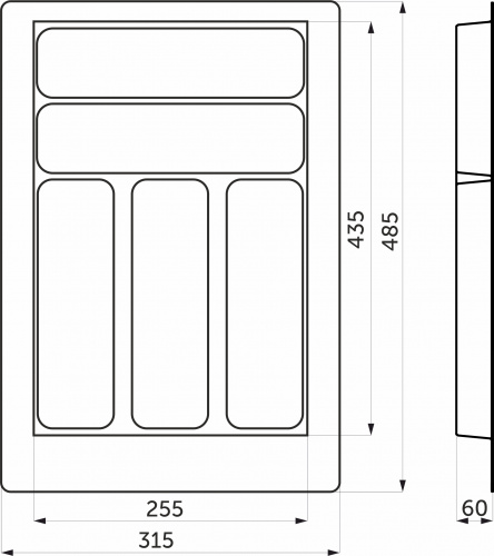 Лоток для столовых приборов 400 TR-02 (315～255*485～435*60), белый AKS_2