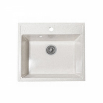 Мойка каменная, прямоугольная одночашевая, S-13, 505*565мм, белый крап, врезная, Sim Gran 