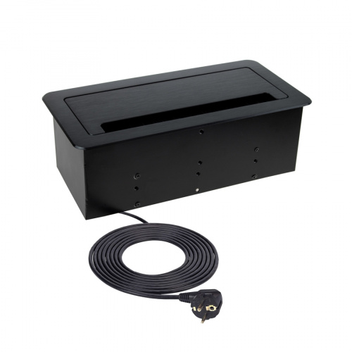 Выдвижной удлинитель 2 розетки, 1xUSB-A, 1xUSB-C, HDMI, LAN, черный, провод 1.5м, HLT_3
