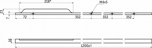 Ручка меб. скоба алюм. ANDROMEDA 1056/1200 брашированное золото, AKS (левая)_2