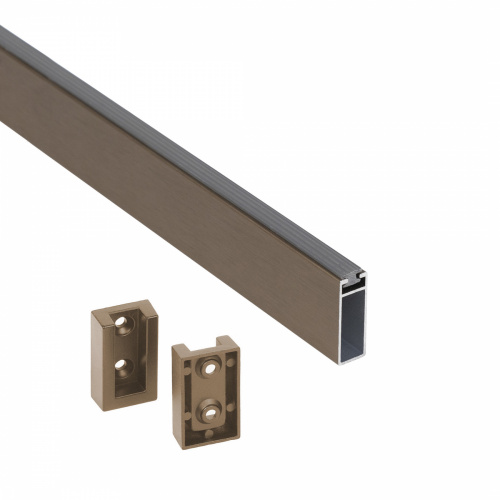 Штанга гардеробная прямоуг. FAME L-1000 с концевыми держателями, латунь браш AKS_1