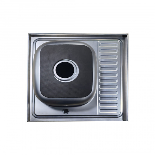 Мойка н/сталь, квадратная одночашевая, 600*600мм, полир хром, мойка справа, накладная, AKS (0,6мм)_3