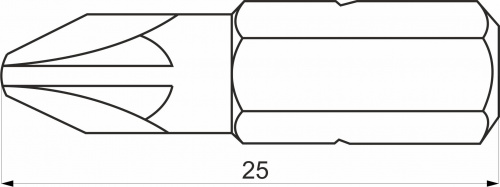 Бита 1/4 для шурупов PZ2 крестовая 25мм GROSS (упак.-10шт.)_2