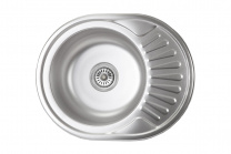 Мойка н/сталь, овальная одночашевая, 570*450мм, декорированная хром, врезн на столешницу, AKS (0,8мм) фотография