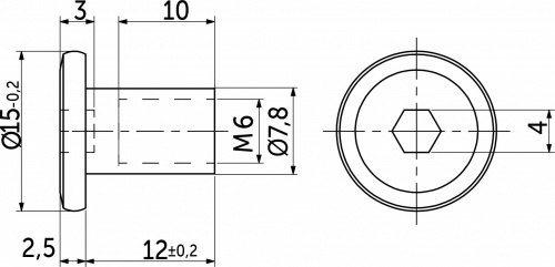 Гайка Ericson М6*12*15 белый цинк (уп/10 шт) AKS_2