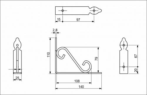 Полкодержатель мет. MELODY 140*110, белый AKS_2