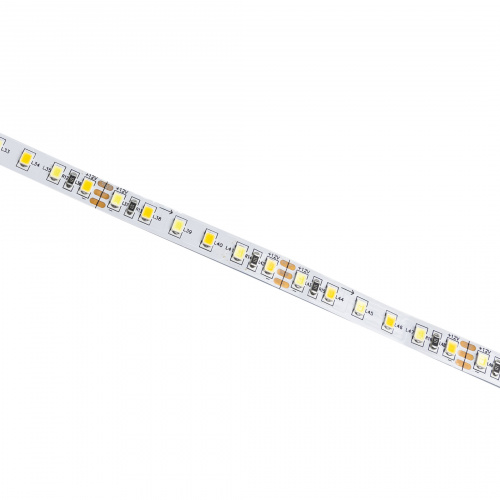 Лента светодиодная двухцветная (CCT) - 9,6W/m, 12V, 8мм, 2835, 120 д/м, IP20, тепл-холод белый, 5м, AKS_3