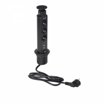 Выдвижной удлинитель Vulcan USB, 60 мм, 3 розетки 2xUSB A, крышка пластик, черный, AKS фотография