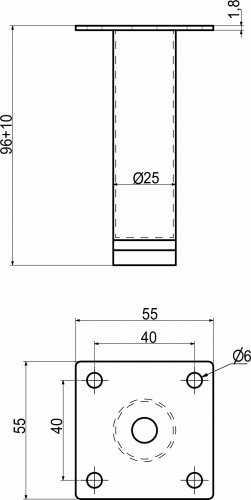 Опора меб. мет. D-100 h100 d25 с регул. черный (тип 2)AKS_2