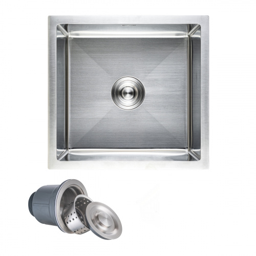 Мойка н/сталь, прямоугольная одночашевая, 470*450мм, сатин, универсальная, AKS (3,2мм)_1