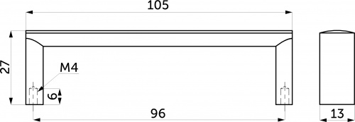 Ручка меб. скоба пластик. PS155/S155 96 черный матовый AKS_2