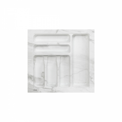 Лоток для столовых приборов 500 MARBLE 435*430, бело-серый мрамор AKS_1