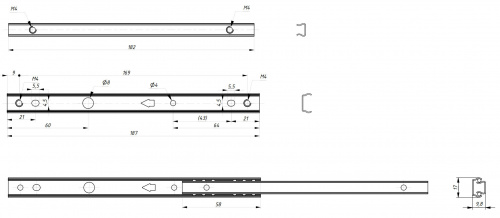 Направляющая шариковая L-187 h=17 AKS_2